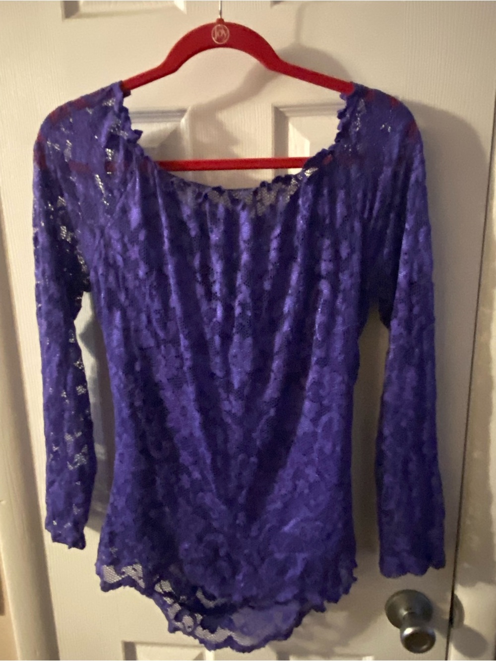 Colleen Lopez Purple Lace Long-Sleeve Women's Top